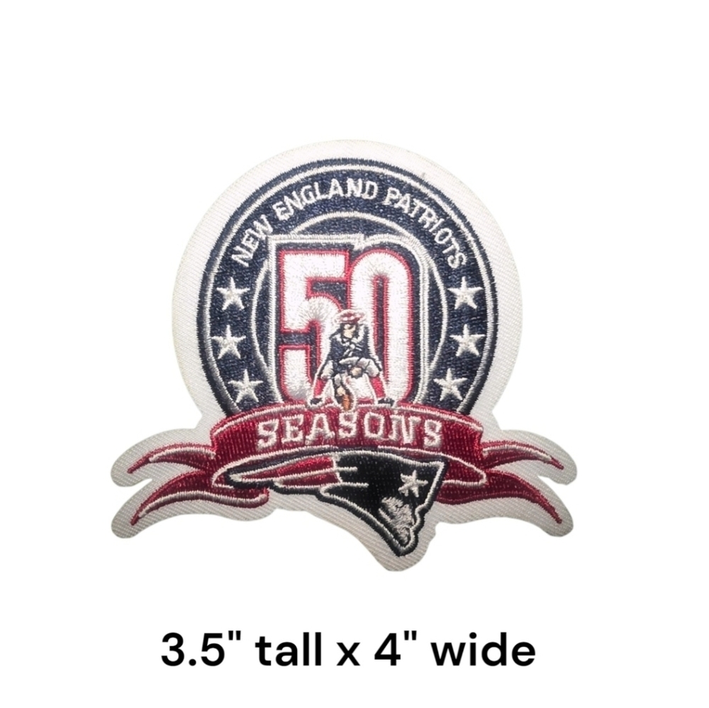 New England Patriots 50th Anniversary embroidered iron on patch